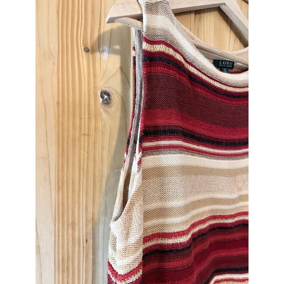 Lauren Ralph Lauren sleeveless sweater tunic stripe Linen/cotton Blend 1X - Picture 5 of 9
